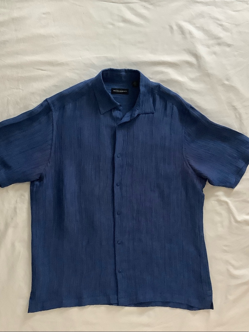 Jhane Barnes Men's Silk And Linen Blend Shirt in Cobalt Blue